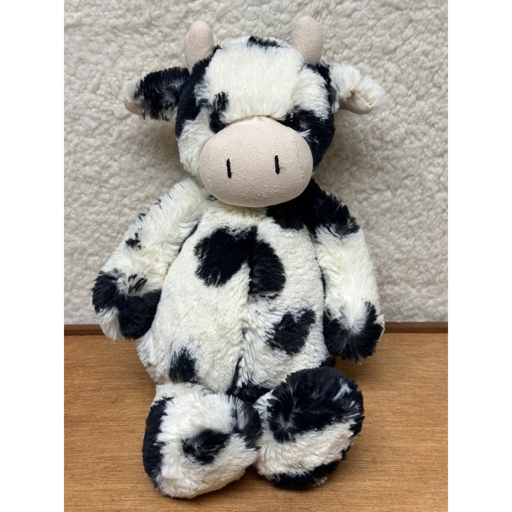 Jellycat Bashful Cow Plush Black White Spotted Stuffed Animal 12 Inch